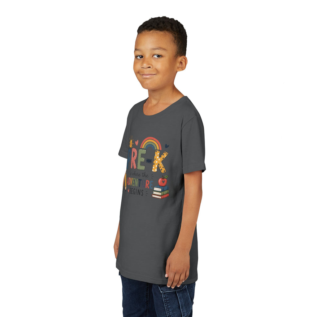 Pre-K Adventure Begins Youth Tee — Back to School Preschool Shirt