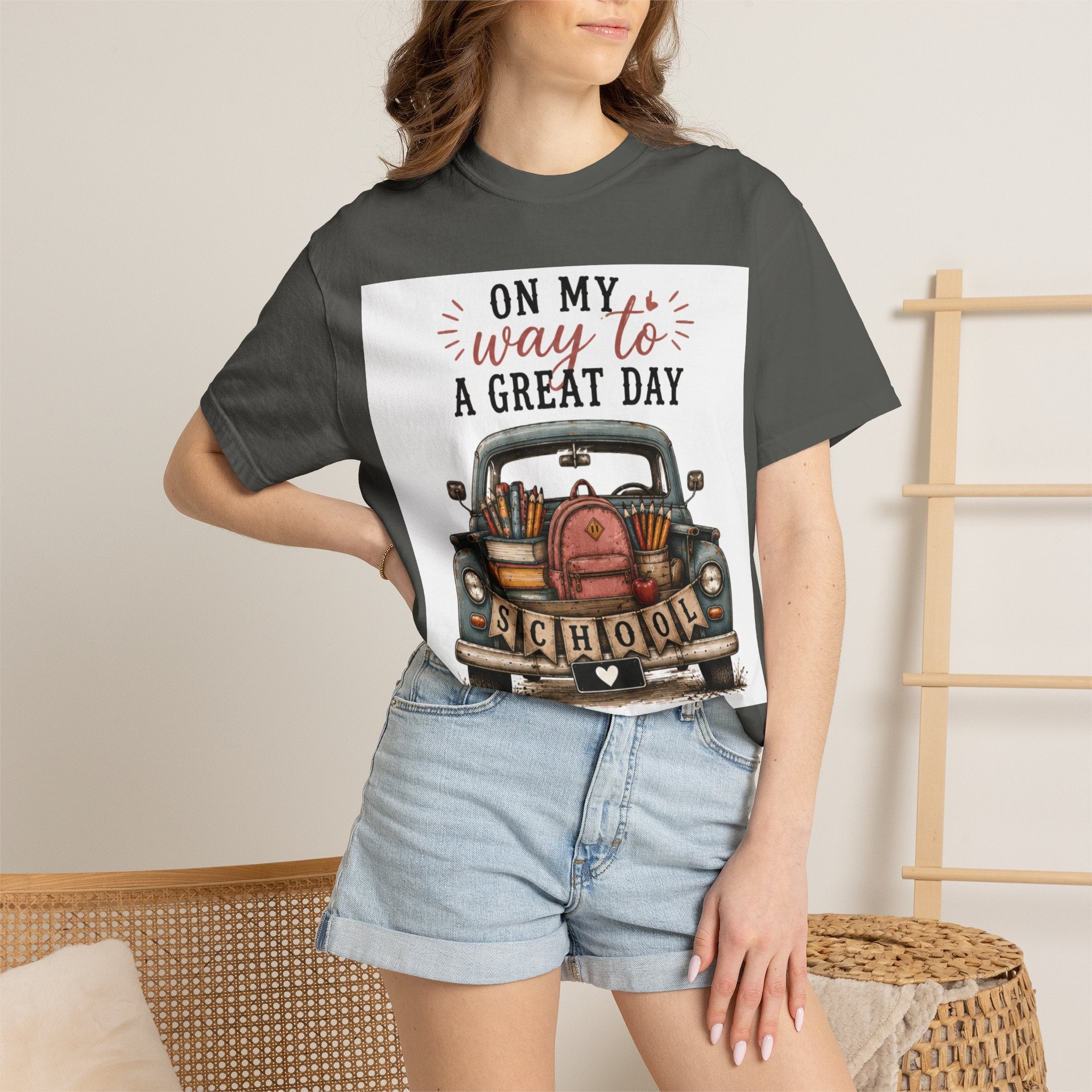 Adult On My Way To A Great Day School Truck graphic T-Shirt