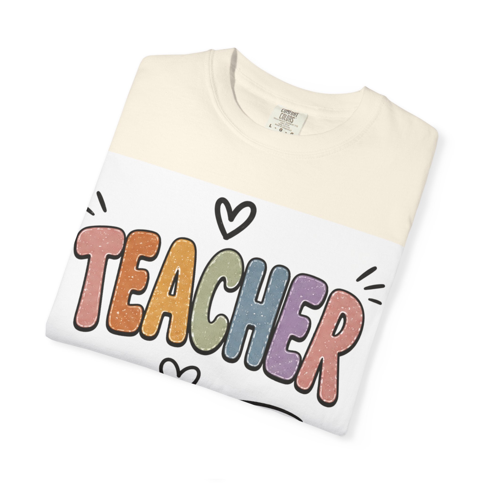 Teacher Colorblock Graphic T-Shirt — Cute Heart Classroom Gift
