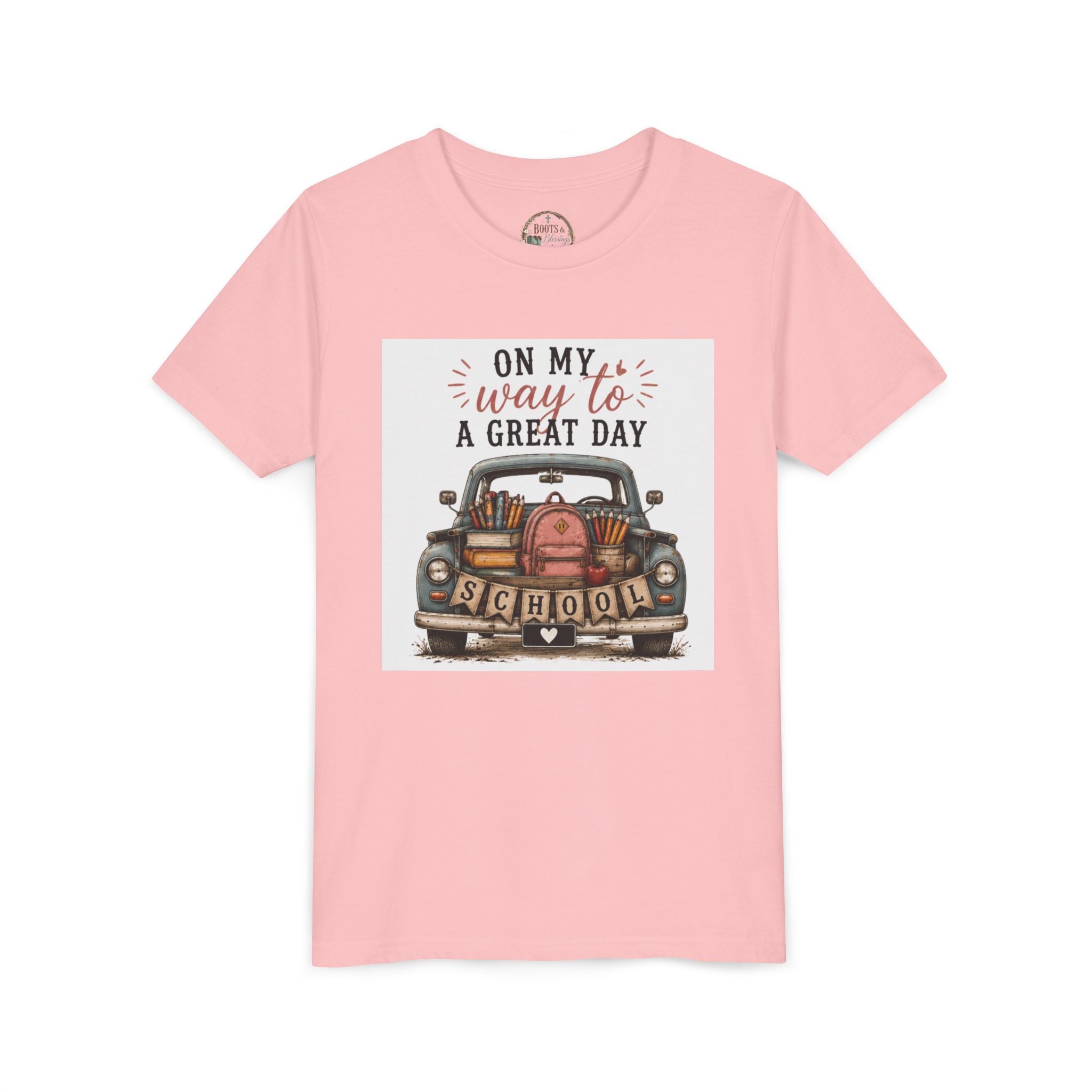 Youth Graphic T-Shirt - "On My Way to a Great Day" Back-to-School Car Design