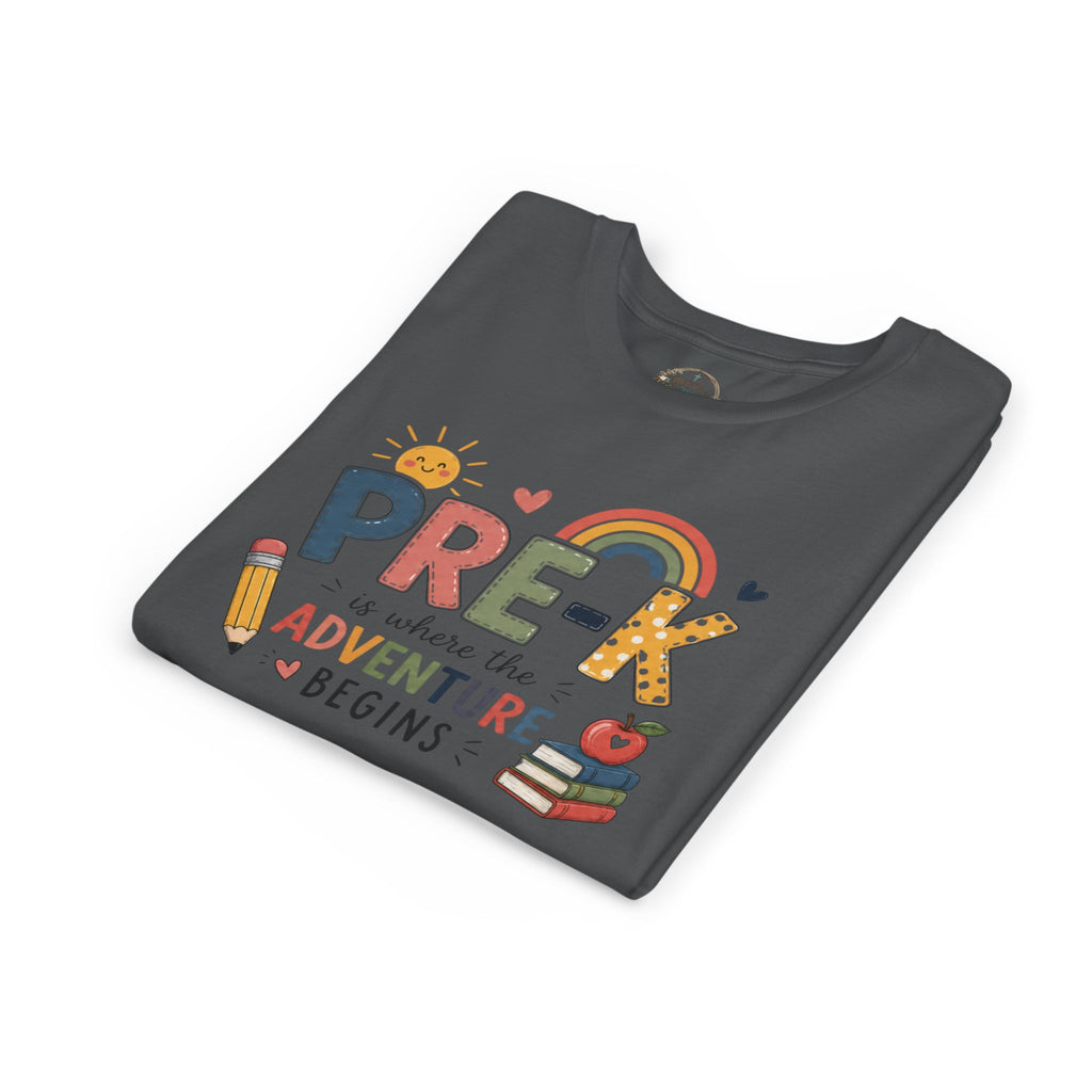 Pre-K Adventure Begins Youth Tee — Back to School Preschool Shirt