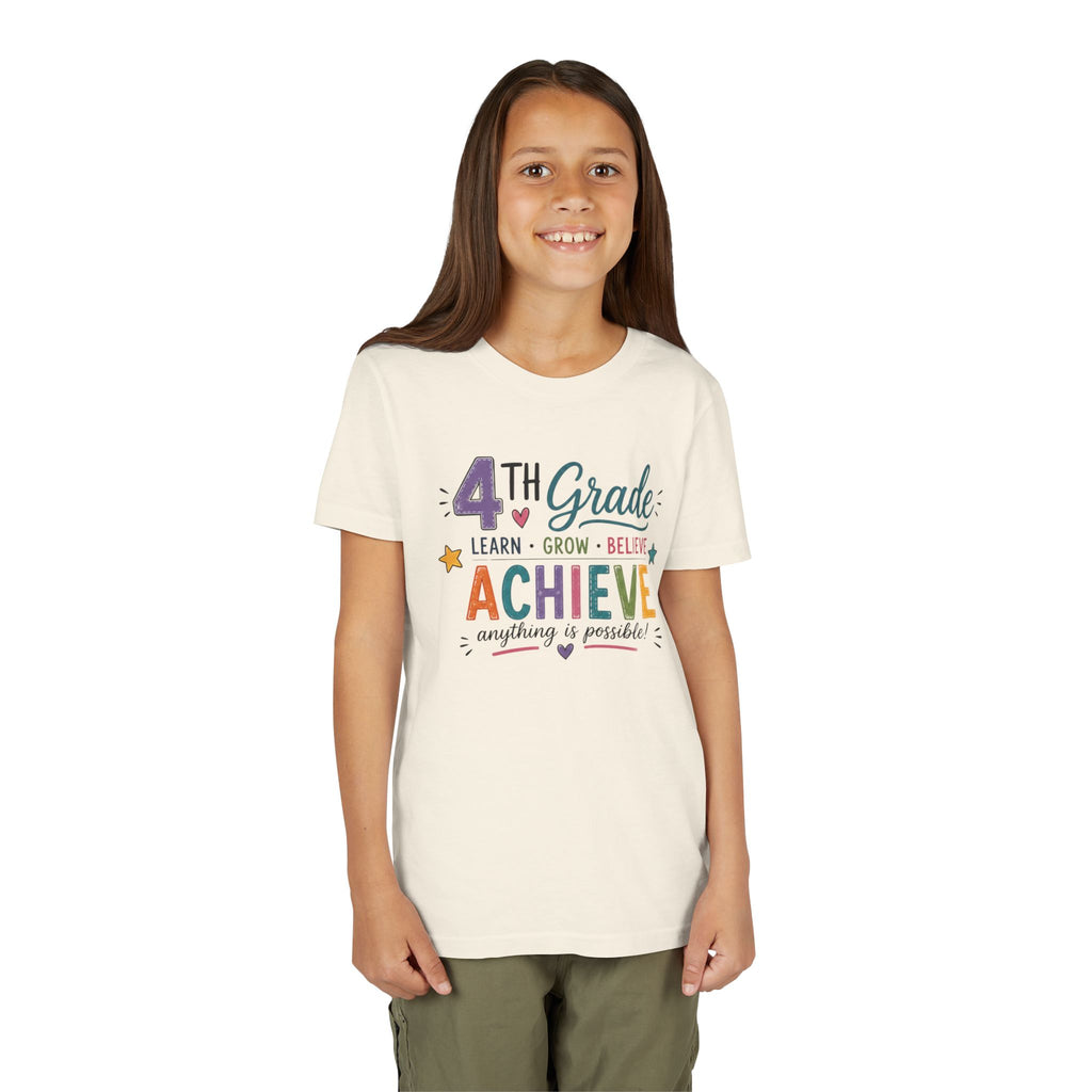 4th Grade Achieve Graphic T-Shirt — Learn, Grow, Believe Back-to-School Shirt