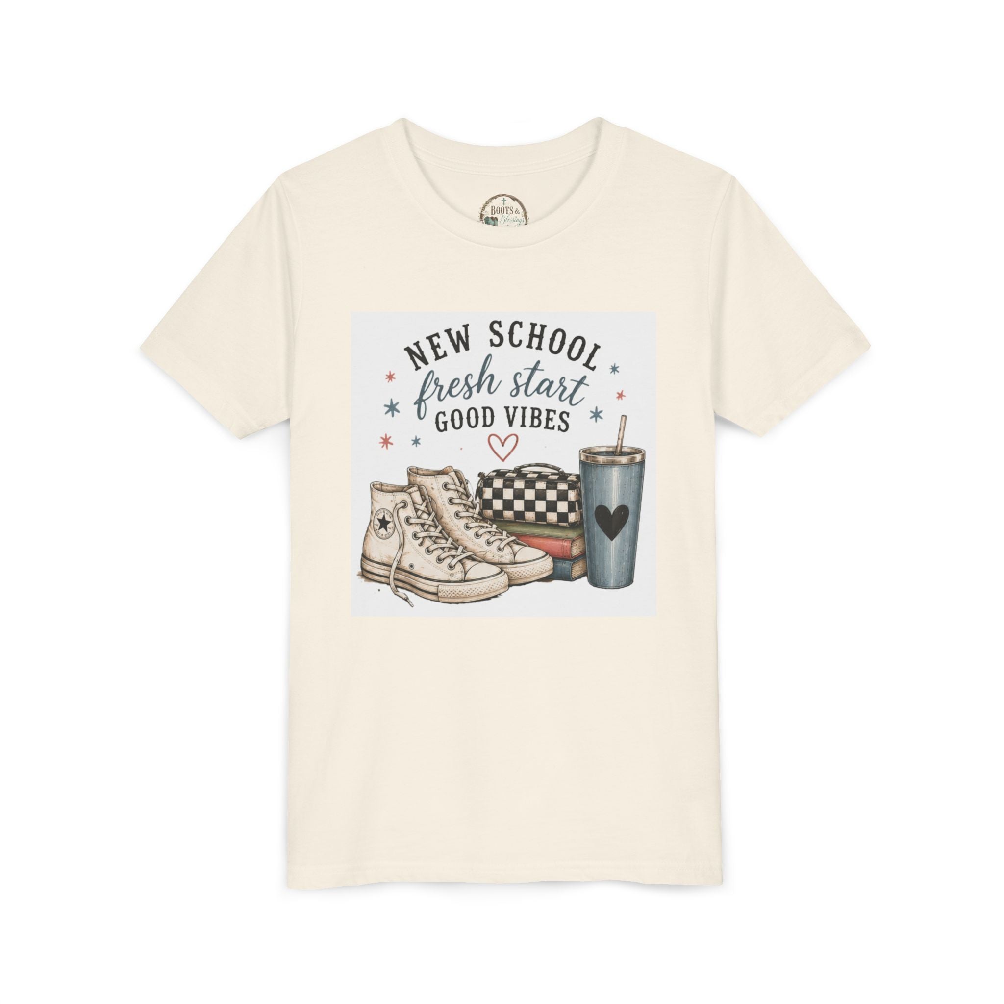 Youth Graphic T-Shirt — "New School Fresh Start Good Vibes" Back-to-School Graphic