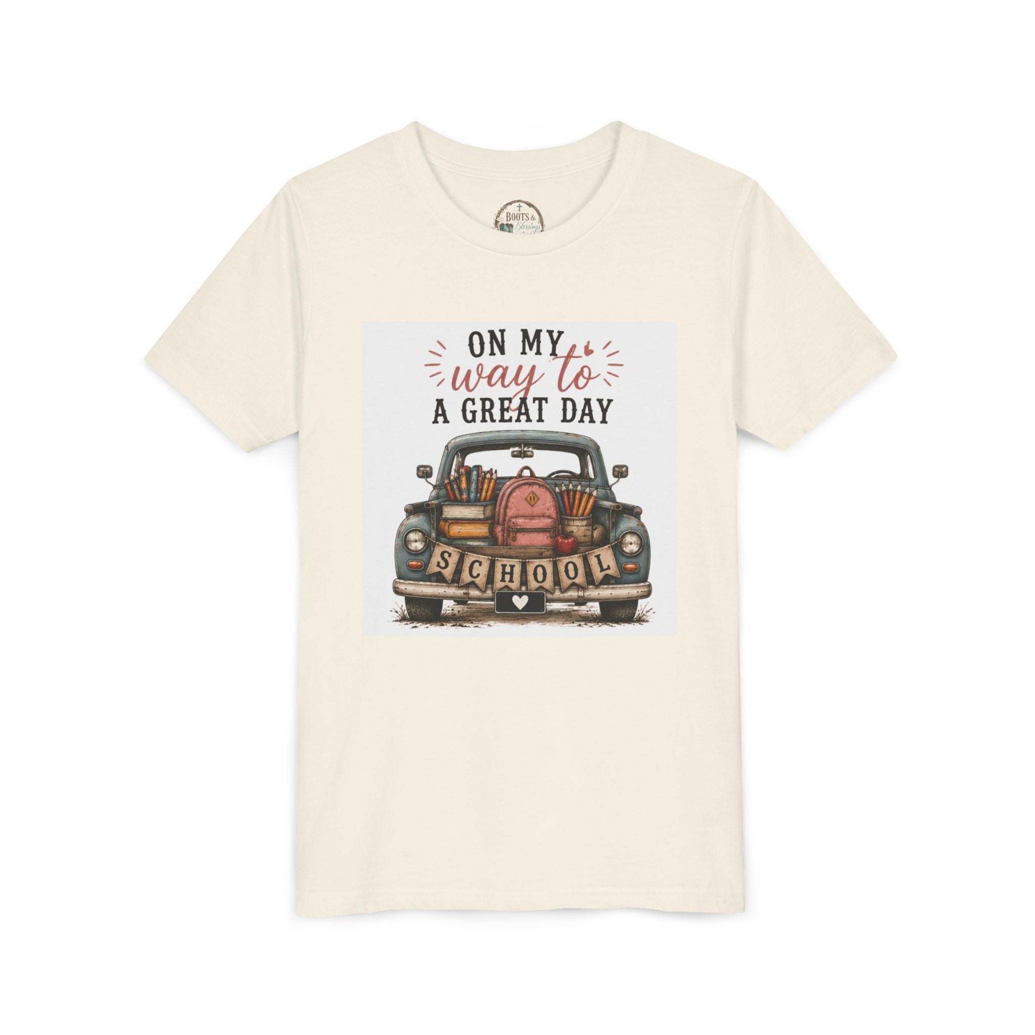 Youth Graphic T-Shirt - "On My Way to a Great Day" Back-to-School Car Design