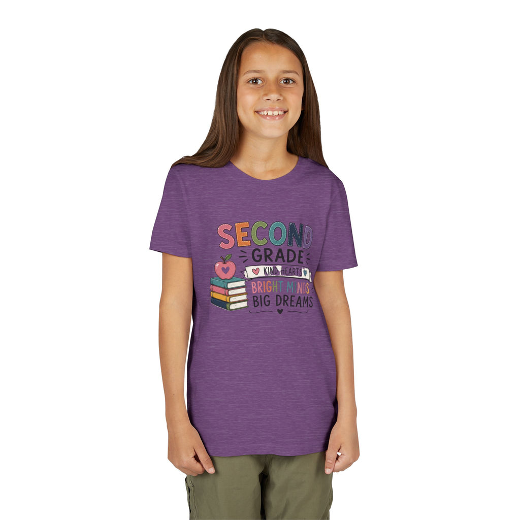 Second Grade Graphic T-Shirt – "Second Grade: Kind Hearts, Bright Minds, Big Dreams" Back-to-School Tee