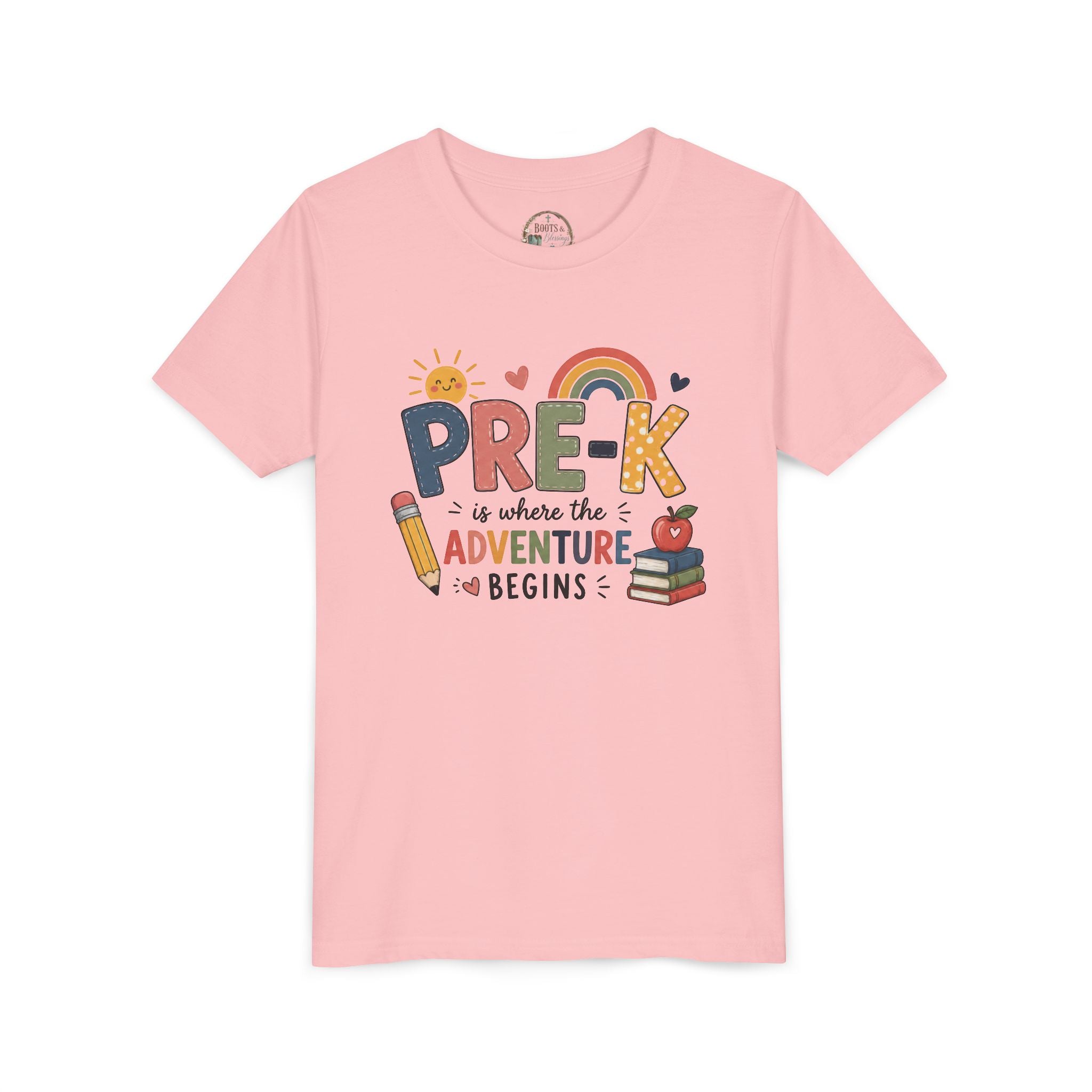 Pre-K Adventure Begins Youth Tee — Back to School Preschool Shirt