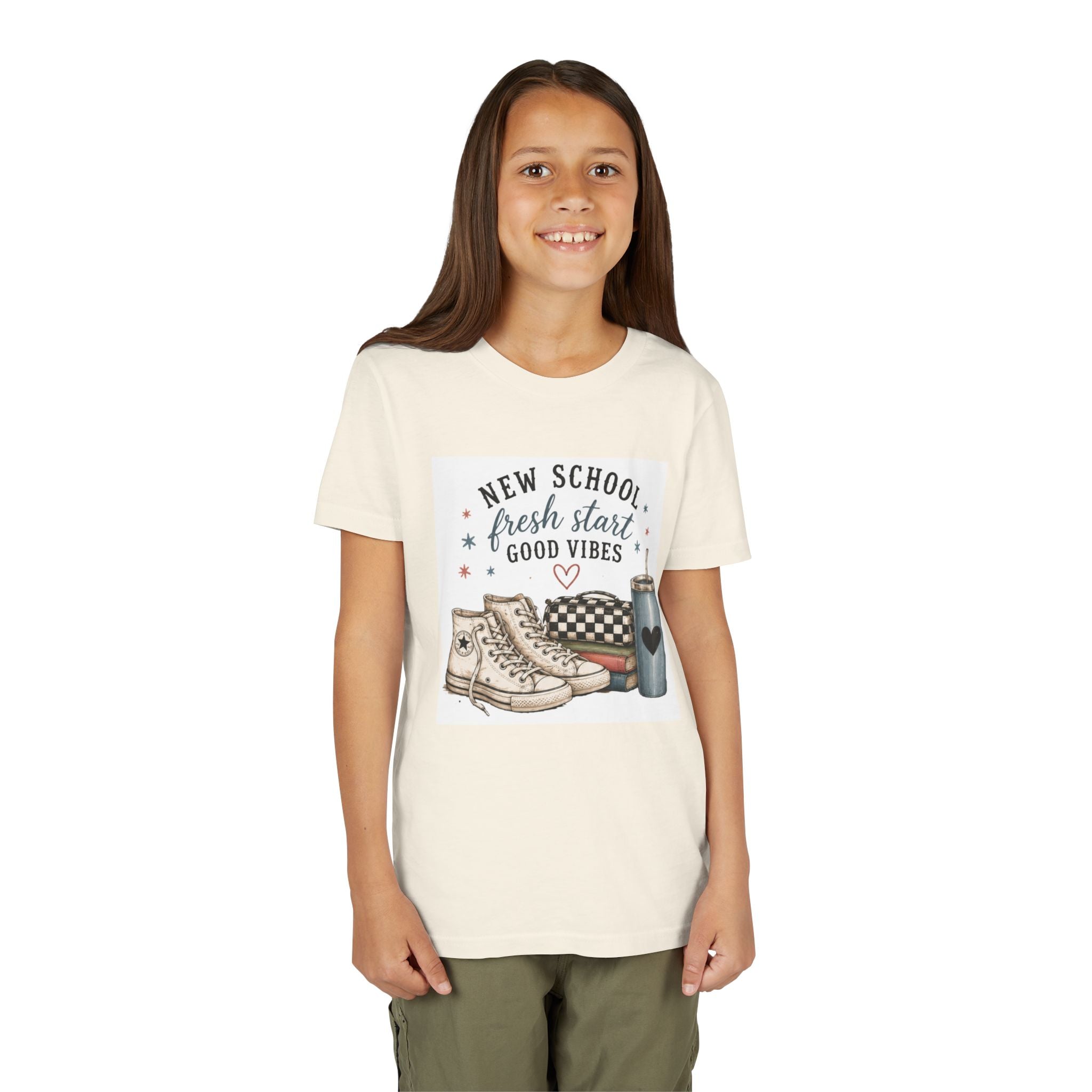 Youth Graphic T-Shirt — "New School Fresh Start Good Vibes" Back-to-School Graphic