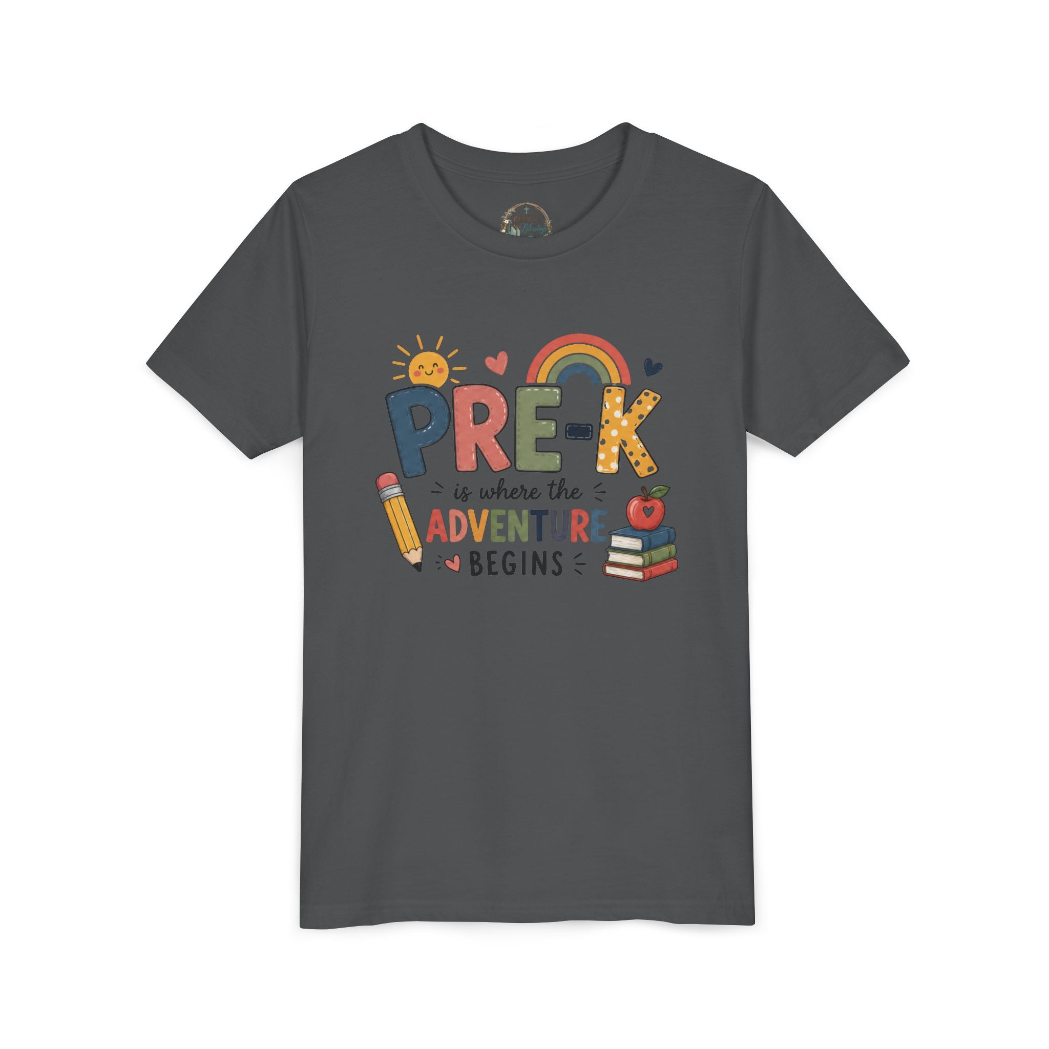Pre-K Adventure Begins Youth Tee — Back to School Preschool Shirt