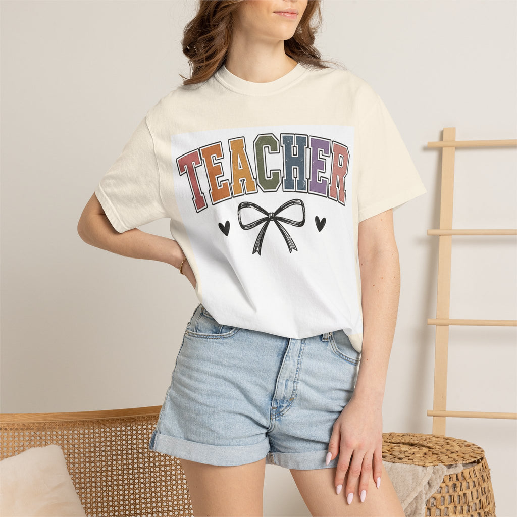 Teacher Rainbow Bow T-Shirt