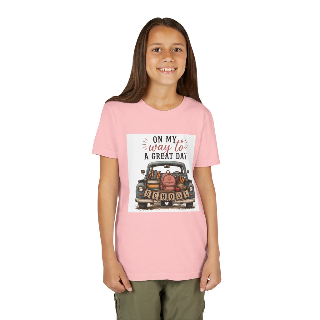 Youth Graphic T-Shirt - "On My Way to a Great Day" Back-to-School Car Design