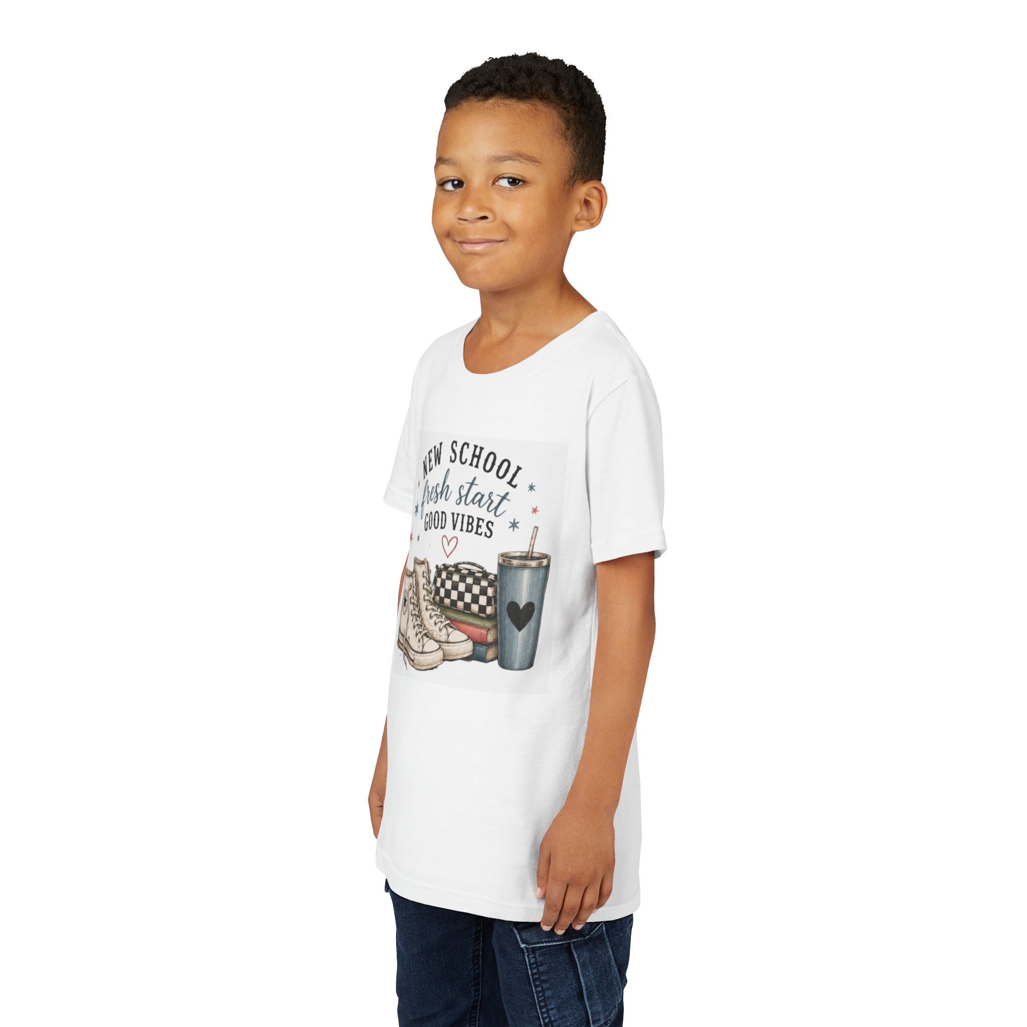Youth Graphic T-Shirt — "New School Fresh Start Good Vibes" Back-to-School Graphic