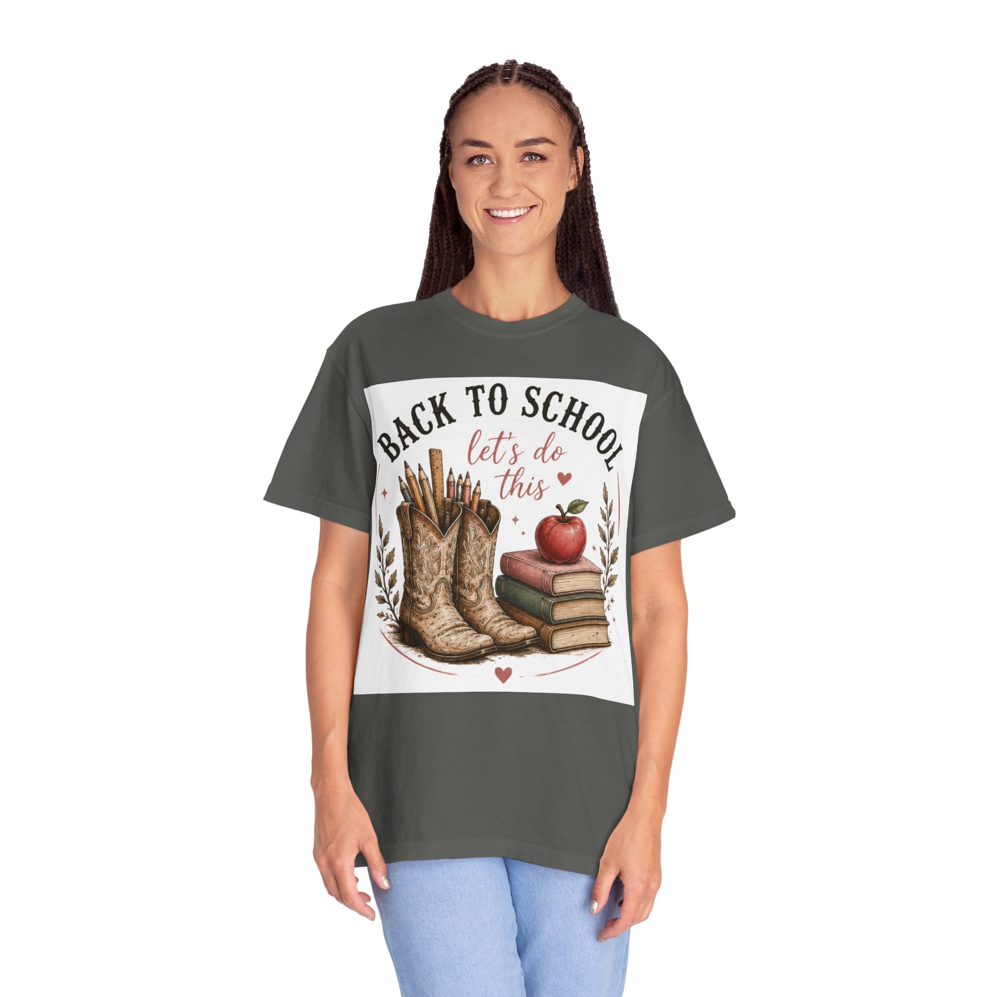 Adult Back to School Graphic T-Shirt – "Back to School, Let’s Do This" Cowboy Boots & Books Teacher