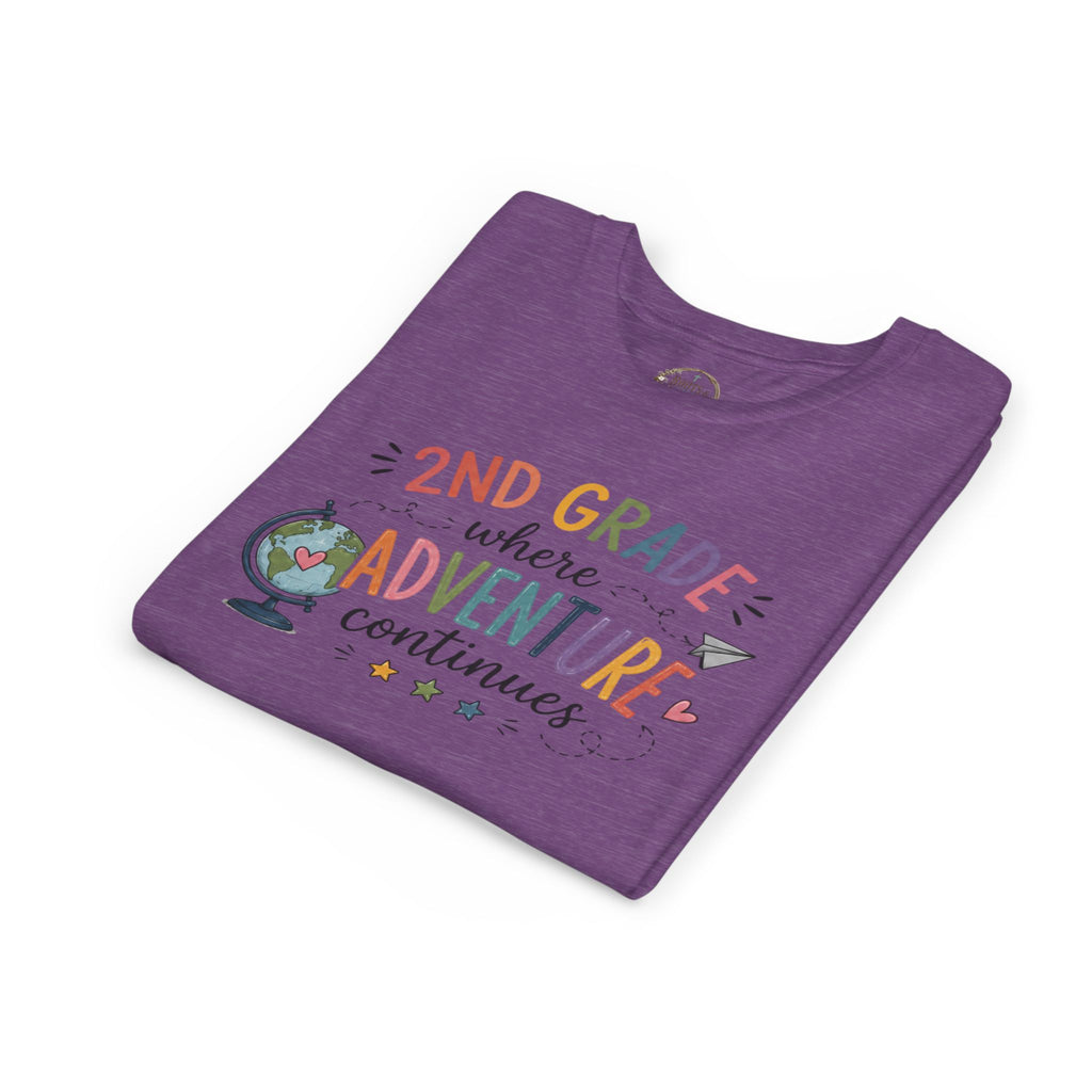 2nd Grade Adventure Graphic T-Shirt — Youth Back-to-School Globe Design