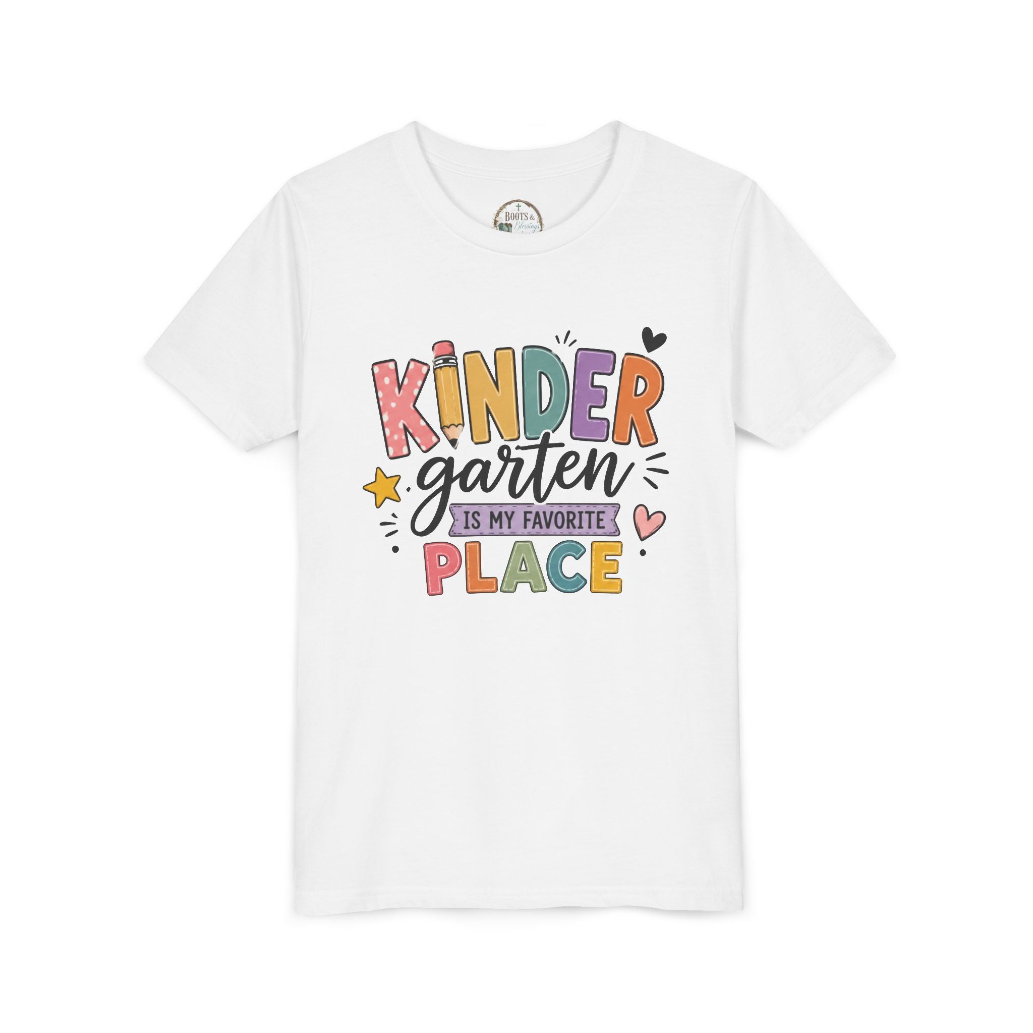 Kindergarten Is My Favorite Place Graphic T-Shirt - Cute Colorful Back-to-School Shirt for Kids