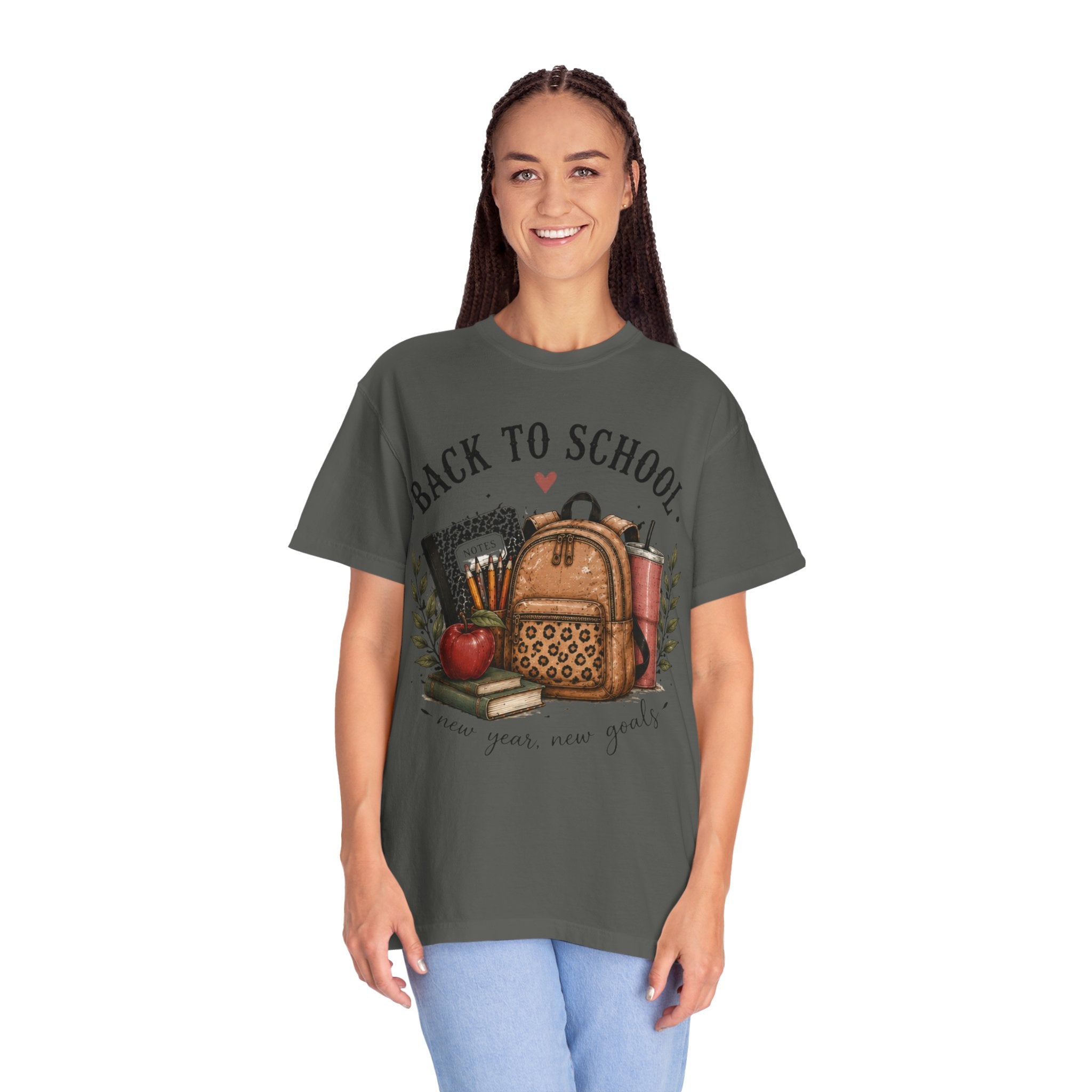 Adult Back to School Graphic T-Shirt — “Back to School, new year new goals”