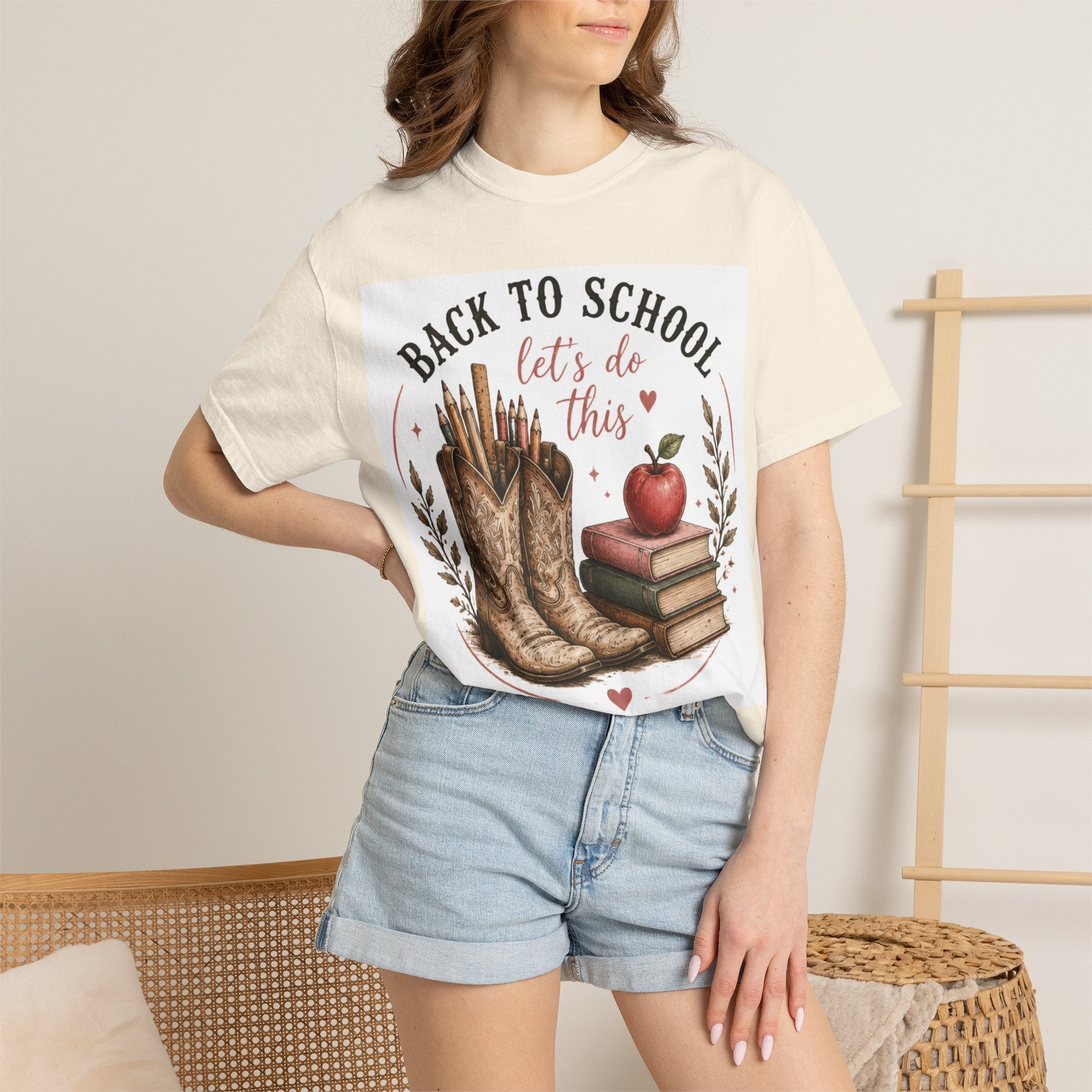 Adult Back to School Graphic T-Shirt – "Back to School, Let’s Do This" Cowboy Boots & Books Teacher
