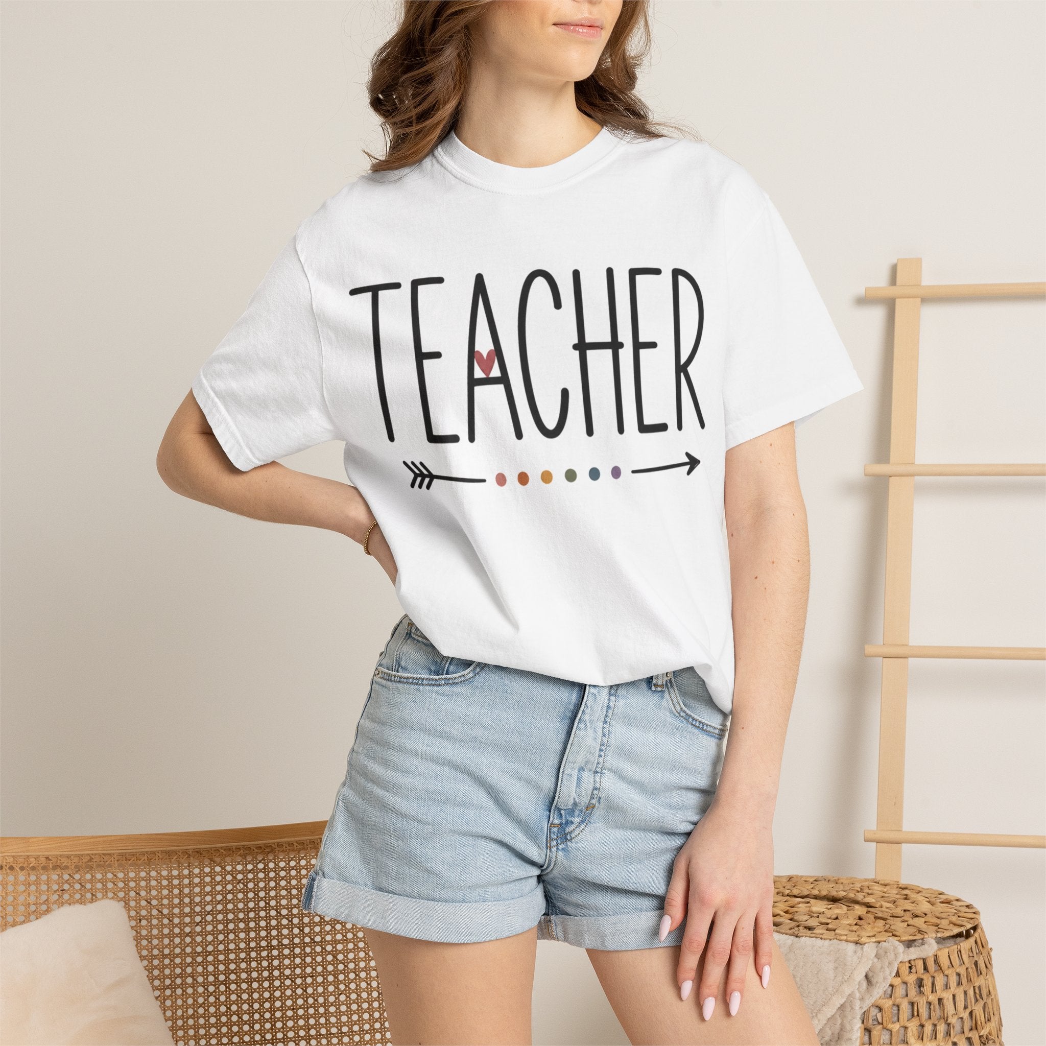 Teacher Arrow T-Shirt — Cute Heart Dotted Design for Educators