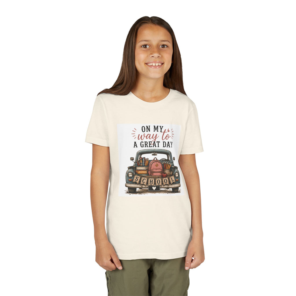 Youth Graphic T-Shirt - "On My Way to a Great Day" Back-to-School Car Design