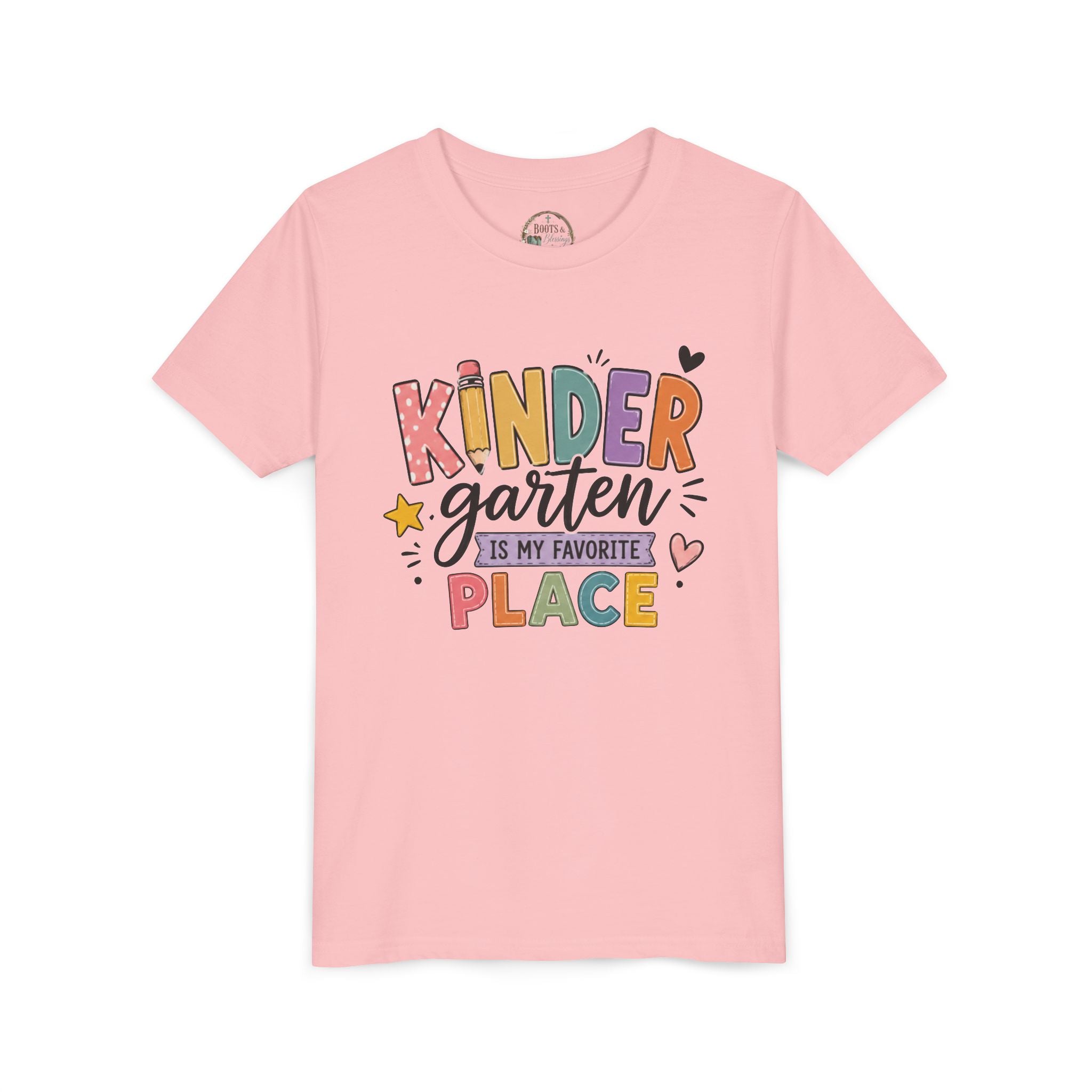 Kindergarten Is My Favorite Place Graphic T-Shirt - Cute Colorful Back-to-School Shirt for Kids