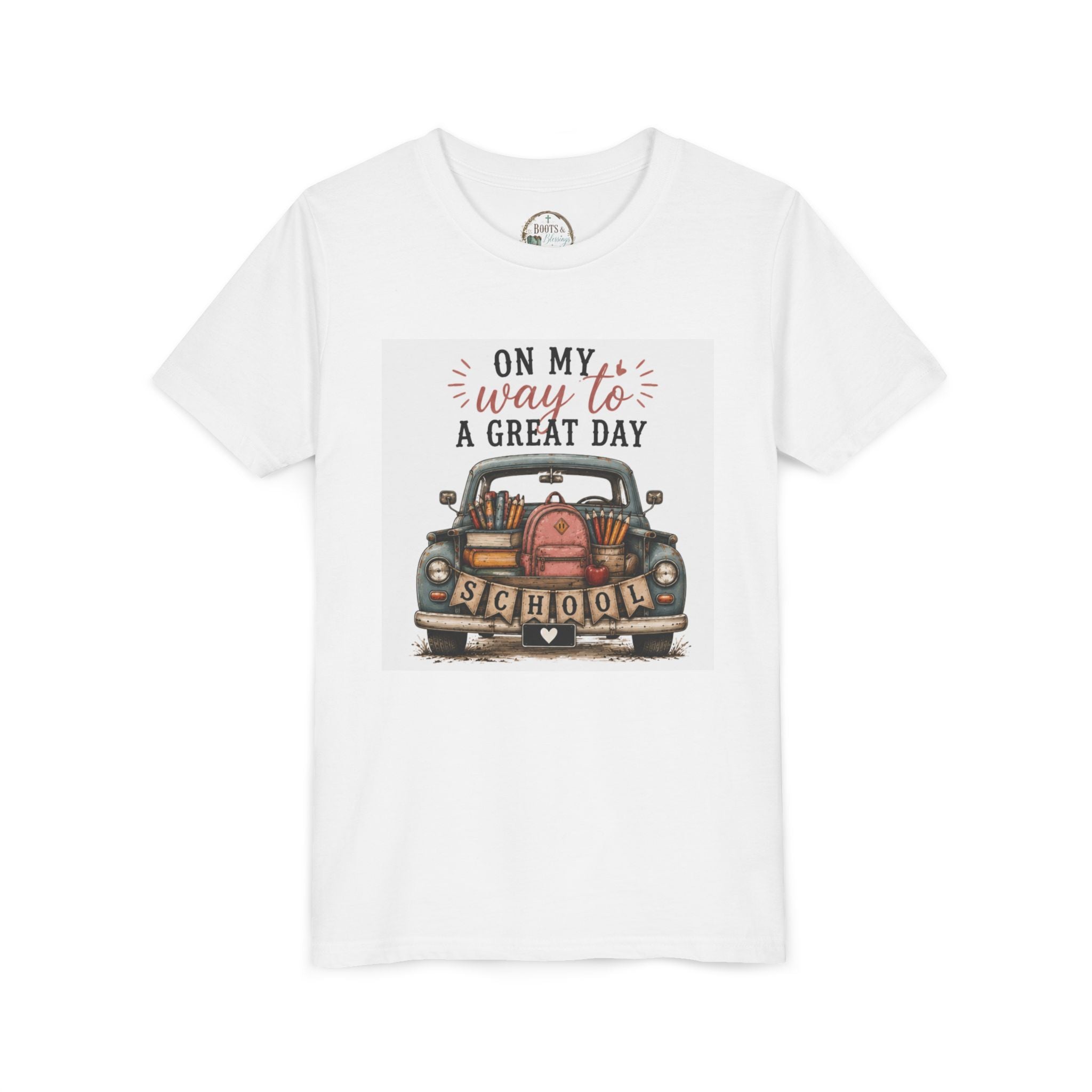Youth Graphic T-Shirt - "On My Way to a Great Day" Back-to-School Car Design