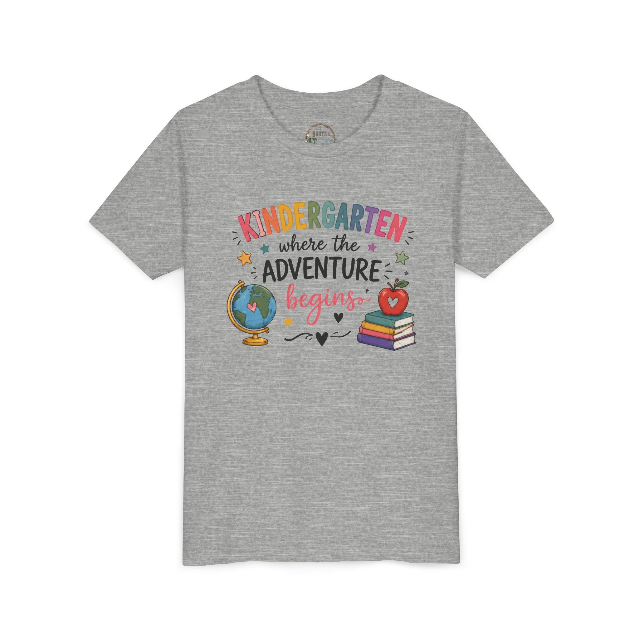 Kindergarten Adventure Graphic T-Shirt – "Kindergarten Where the Adventure Begins" Back-to-School Shirt