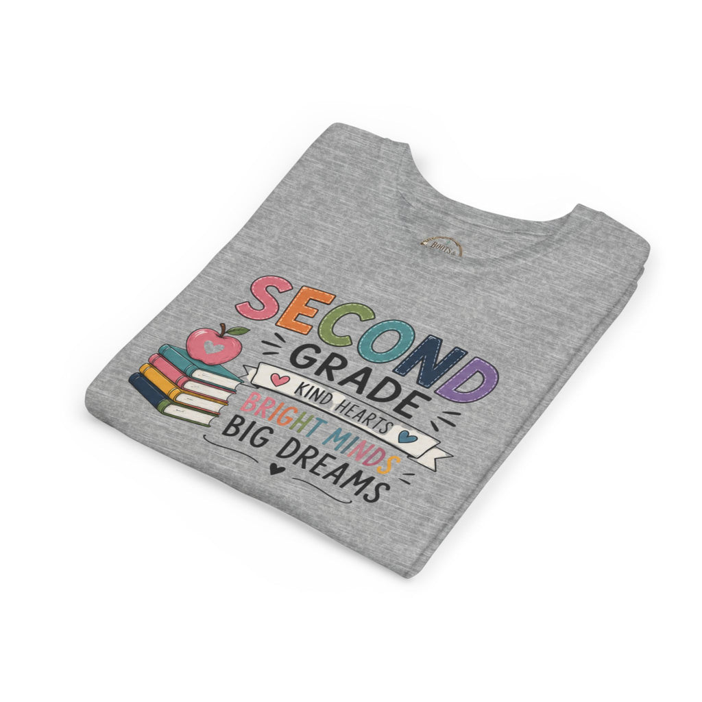 Second Grade Graphic T-Shirt – "Second Grade: Kind Hearts, Bright Minds, Big Dreams" Back-to-School Tee