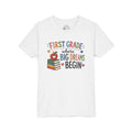 First Grade Where Big Dreams Begin Graphic T-Shirt — Back to School Kids Shirt