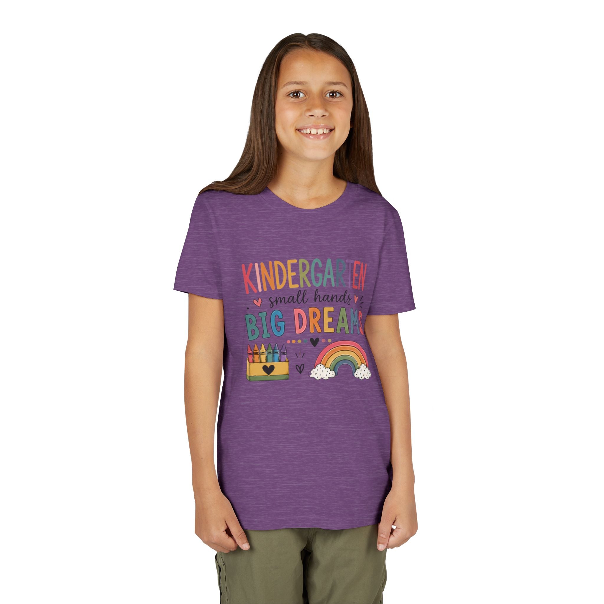 Kindergarten Small Hands Big Dreams Graphic T-Shirt — Rainbow Crayons Back-to-School Shirt